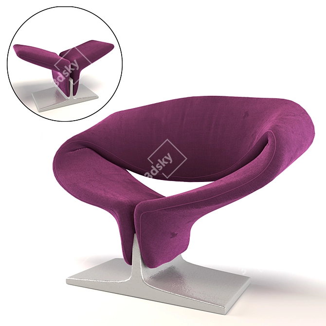 Ribbon: Innovative Upholstered Armchair by Pierre Paulin 3D model image 3