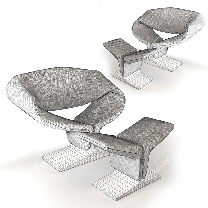  Ribbon: Innovative Upholstered Armchair by Pierre Paulin 3D model image 4