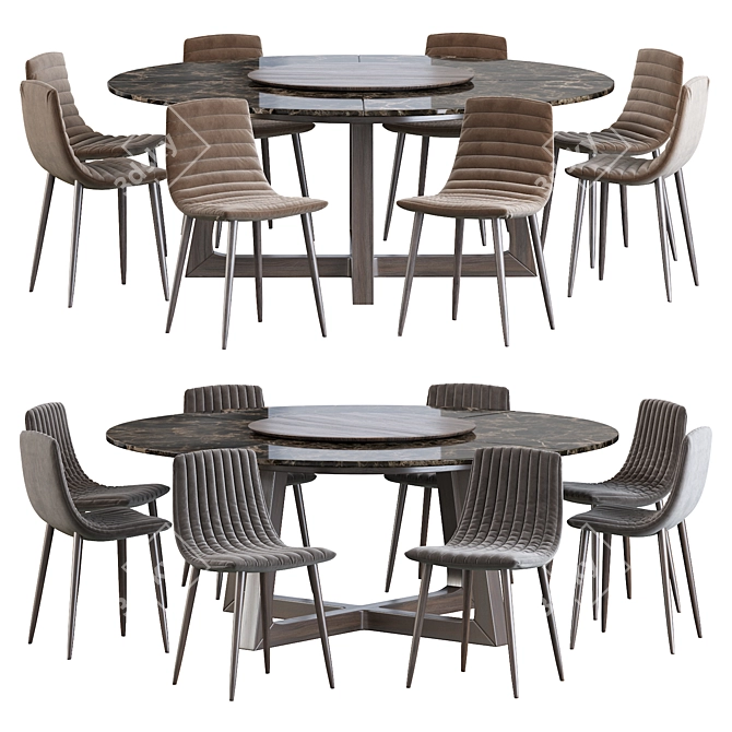 Sleek Modern Dining Set 3D model image 1