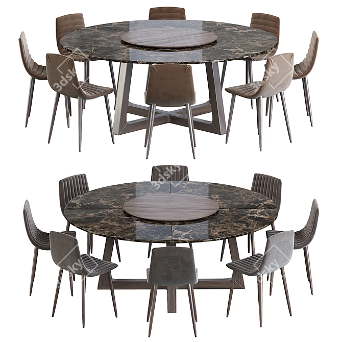 Sleek Modern Dining Set 3D model image 2