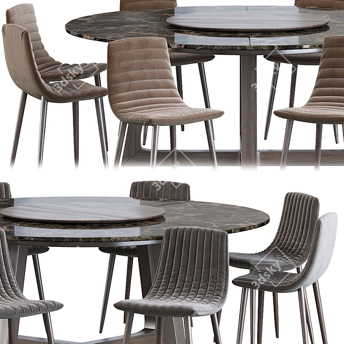 Sleek Modern Dining Set 3D model image 3