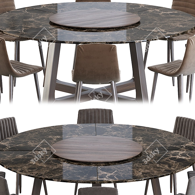 Sleek Modern Dining Set 3D model image 4