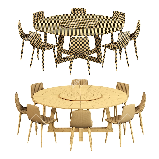 Sleek Modern Dining Set 3D model image 5