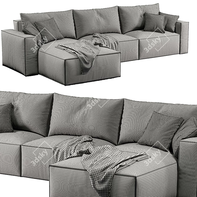 Luxury Leather Elise Stretch Sofa 3D model image 4