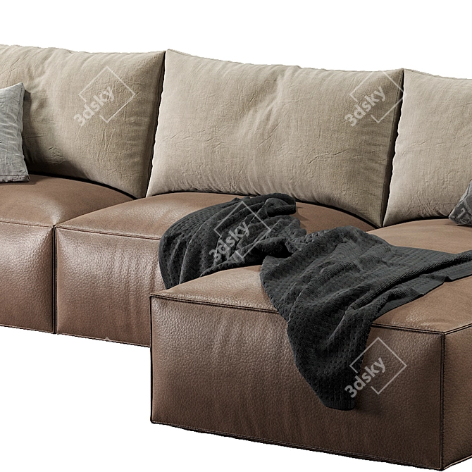 Luxury Leather Elise Stretch Sofa 3D model image 5