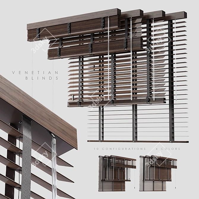 Wooden Venetian Blinds Collection 3D model image 1