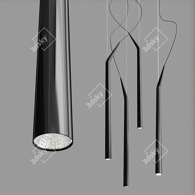 Modern Black LED Pendant Light 3D model image 1