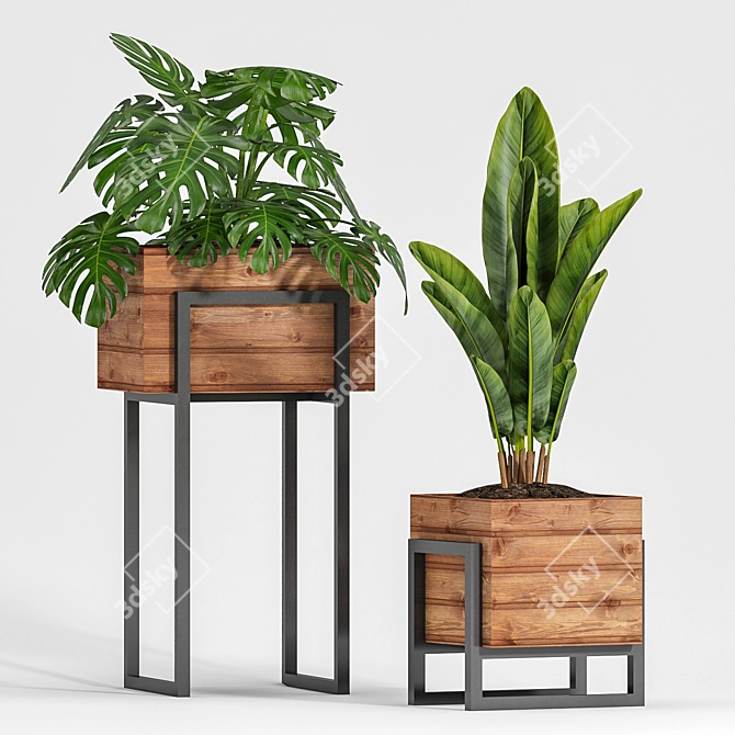 Green Oasis Planter Set 3D model image 2