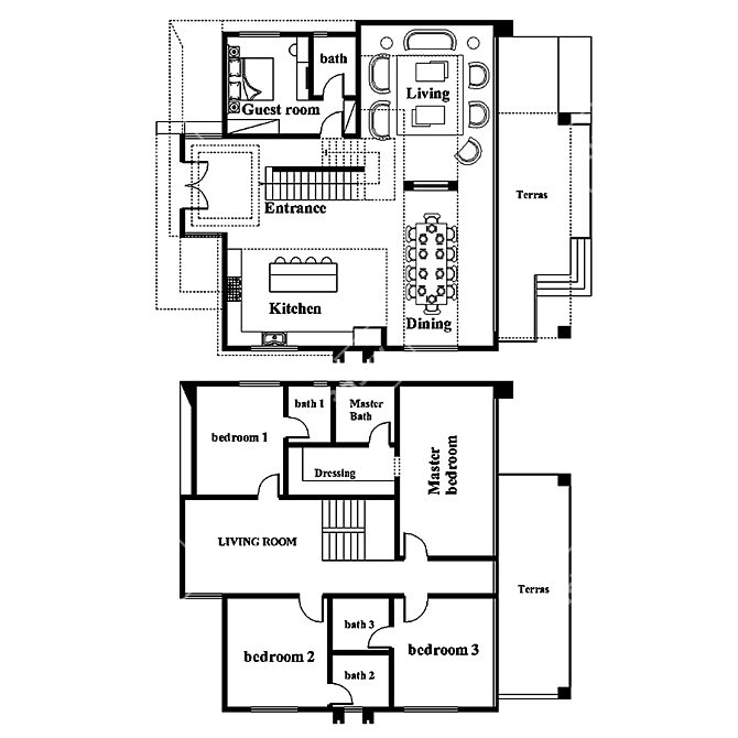 Contemporary Two-Story Villa 3D model image 5