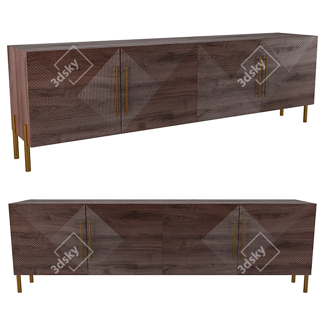 Modern Milan 4-Door Credenza 3D model image 1