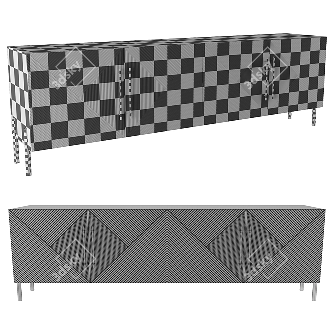 Modern Milan 4-Door Credenza 3D model image 2