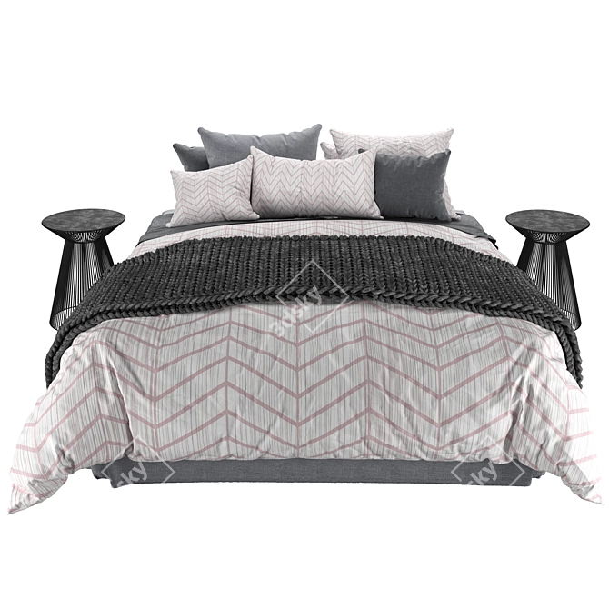 Queen Size Bed Frame 160cm 3D model image 2