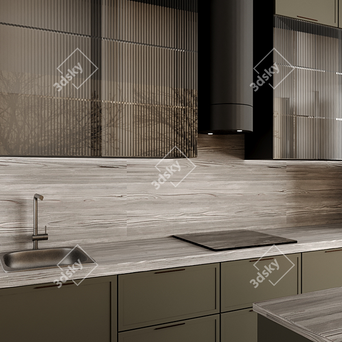 Modern Kitchen Interior Design 3D model image 3