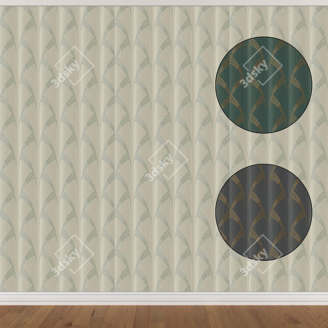 Seamless Wallpaper Set with 3 Colors 3D model image 1