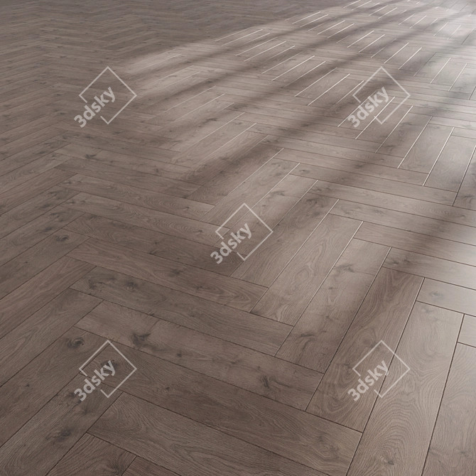 Durable Laminate Flooring: Standard & Herringbone Designs. 3D model image 2