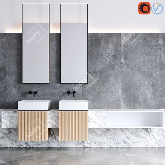 Glamorous Gessi Inciso Bathroom Furniture 3D model image 1