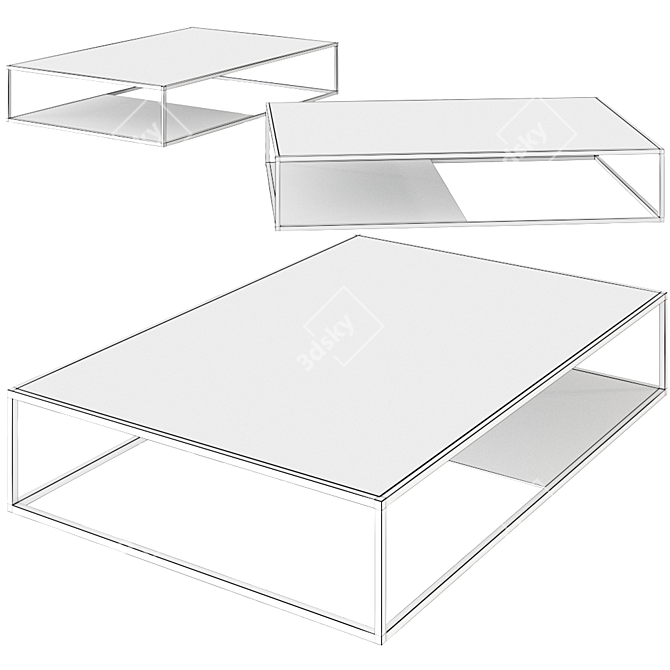 Sleek Half & Half Coffee Table 3D model image 2