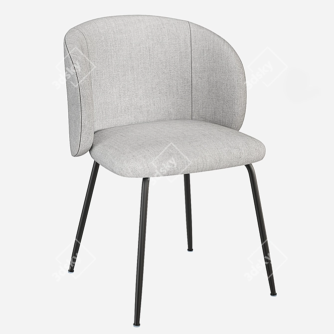 Elegant MINNA Chair: Velvet & Fabric 3D model image 2