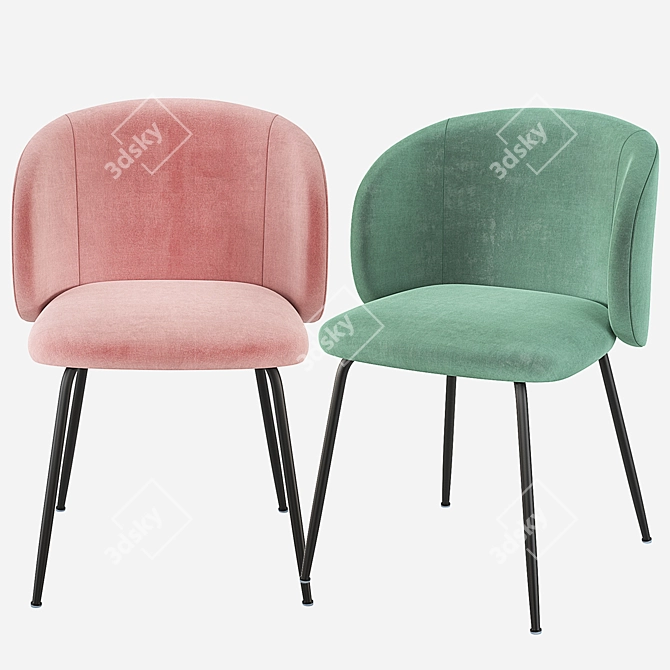 Elegant MINNA Chair: Velvet & Fabric 3D model image 3