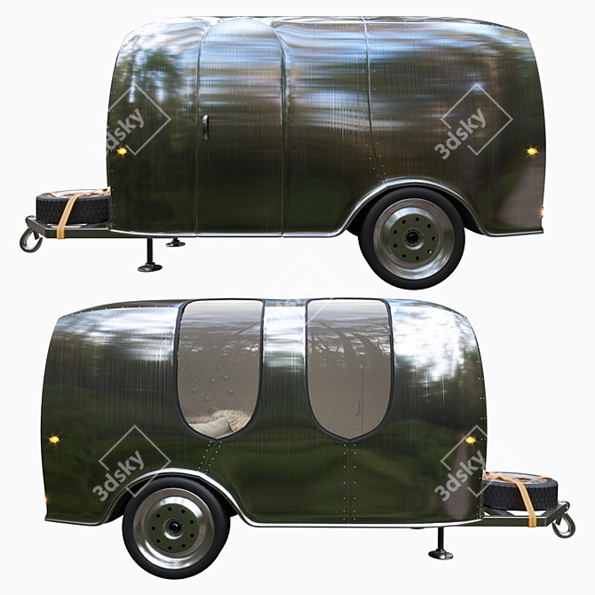 Compact Camping Trailer: Portable and Stylish 3D model image 3