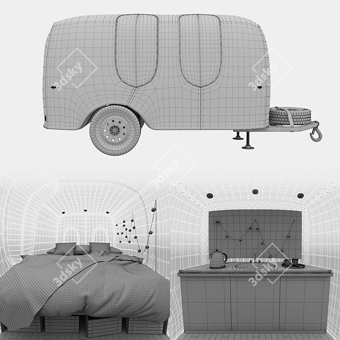 Compact Camping Trailer: Portable and Stylish 3D model image 8