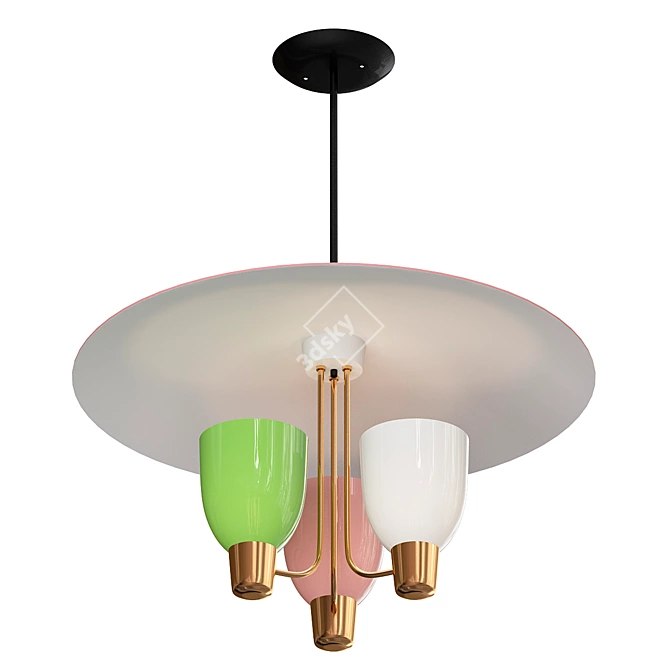 Mid-Century Pendant Chandelier 3D model image 1