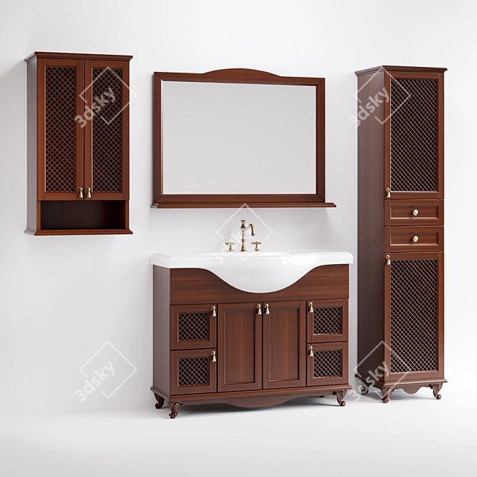 Elegant Bathroom Furniture Set 3D model image 1