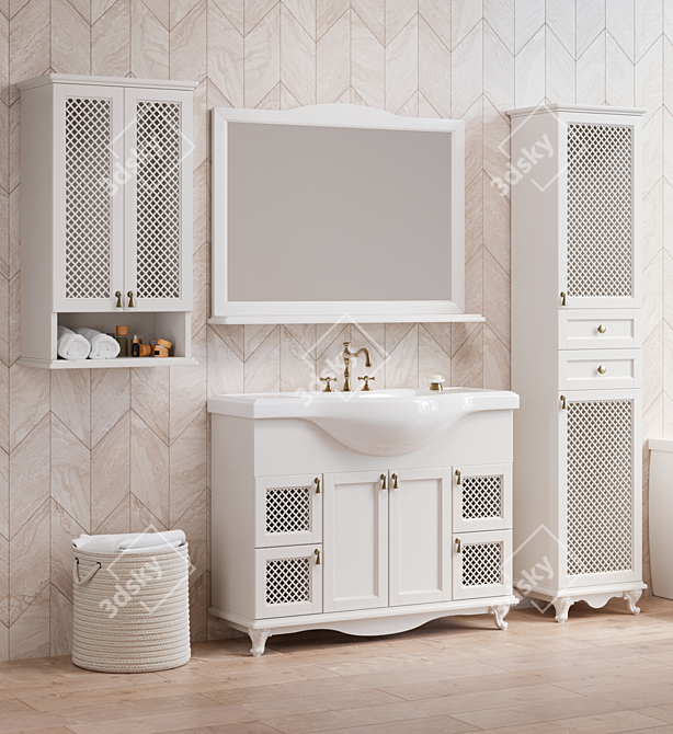 Elegant Bathroom Furniture Set 3D model image 2