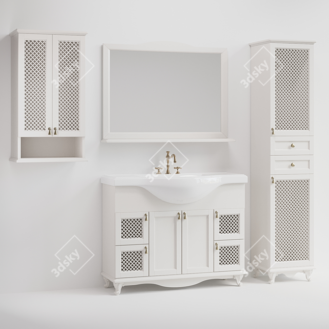 Elegant Bathroom Furniture Set 3D model image 3