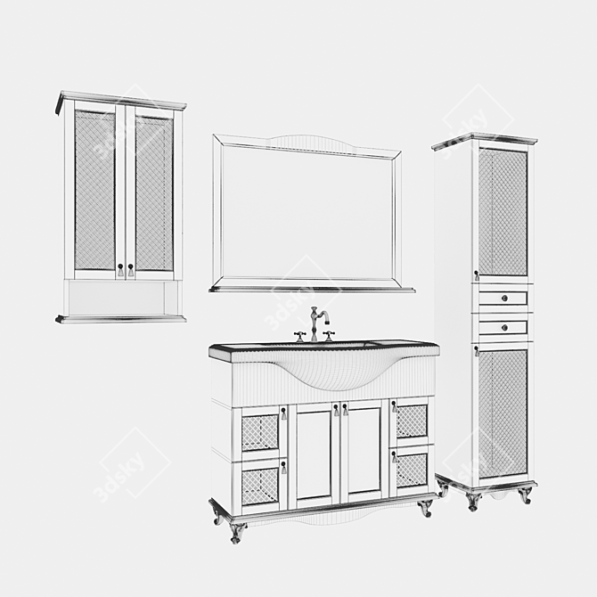 Elegant Bathroom Furniture Set 3D model image 5