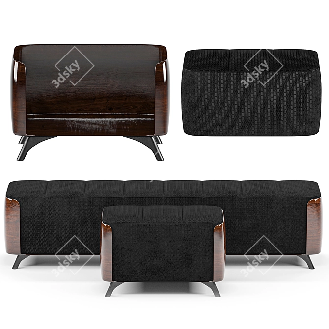 Elegant Ottoman Pouffe Set 3D model image 1