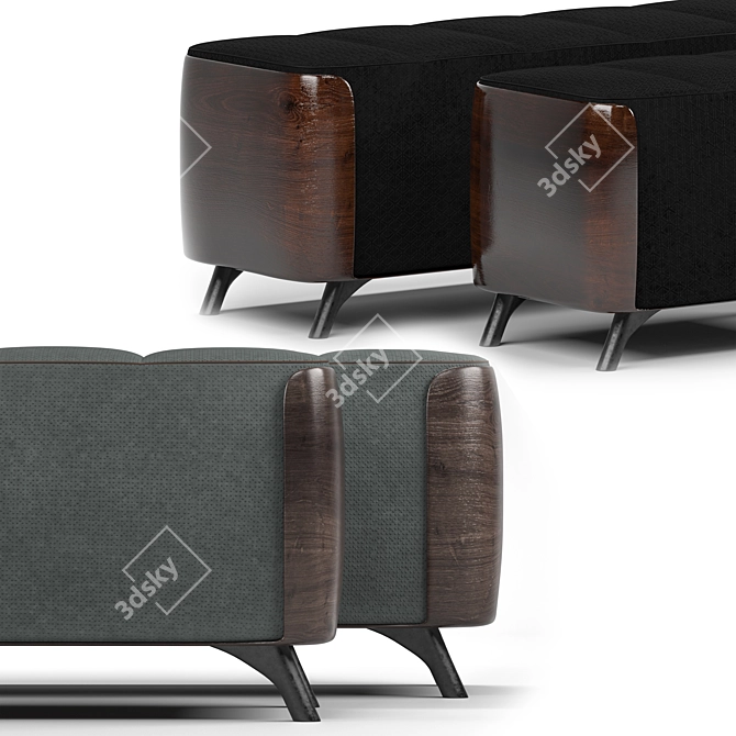 Elegant Ottoman Pouffe Set 3D model image 3