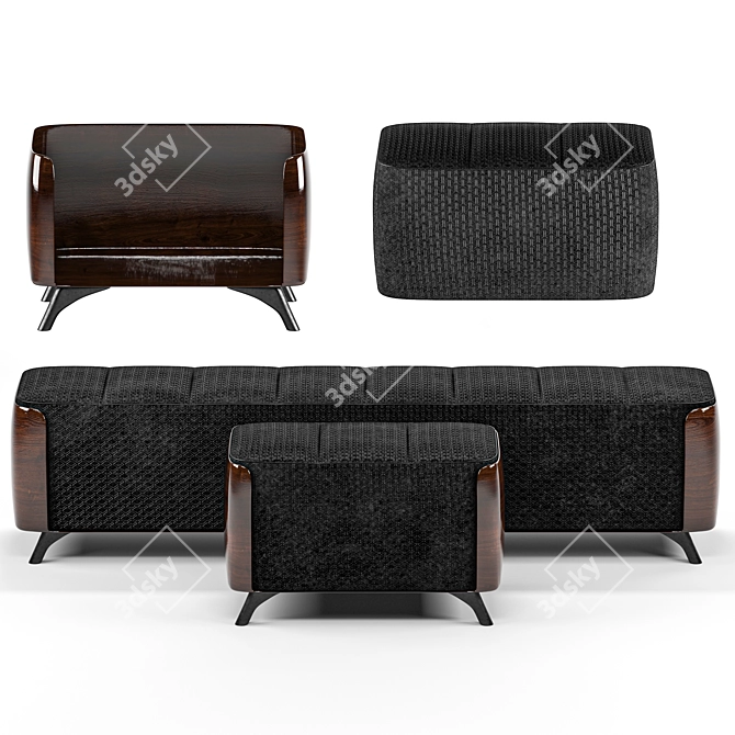 Elegant Ottoman Pouffe Set 3D model image 4