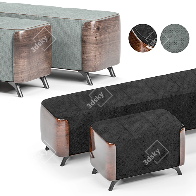 Elegant Ottoman Pouffe Set 3D model image 5