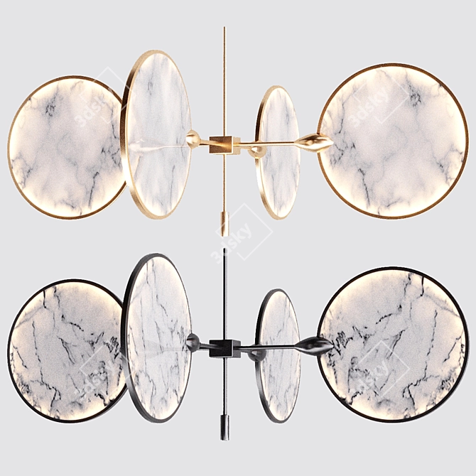 Nebula Chandelier: Elegant Brass/Black Lighting 3D model image 1