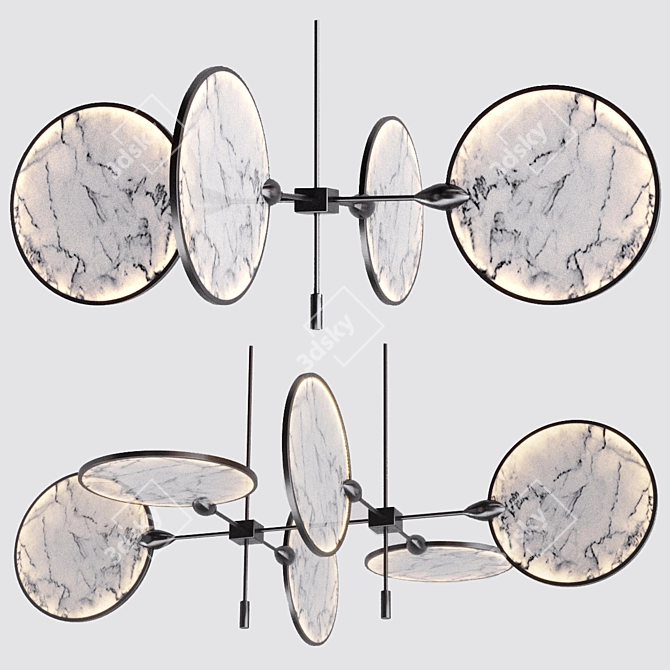 Nebula Chandelier: Elegant Brass/Black Lighting 3D model image 3