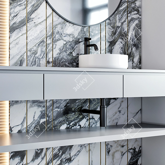 Elegant Gessi Inciso Bathroom Furniture Set 3D model image 2