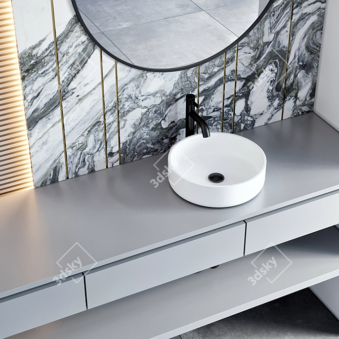 Elegant Gessi Inciso Bathroom Furniture Set 3D model image 3