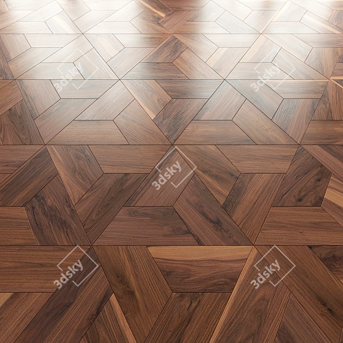 American Walnut Trapeze Parquet 3D model image 1