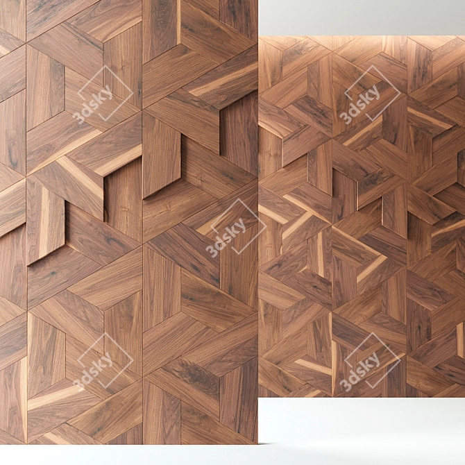 American Walnut Trapeze Parquet 3D model image 2