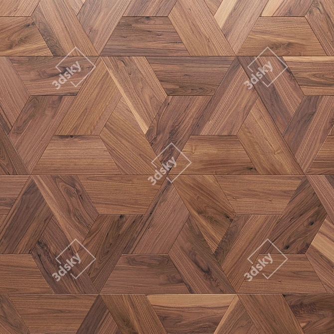 American Walnut Trapeze Parquet 3D model image 3