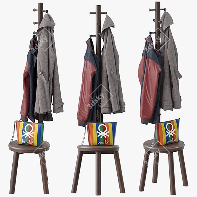 Stylish Pillar Coat Stand 3D model image 1