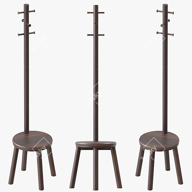 Stylish Pillar Coat Stand 3D model image 2