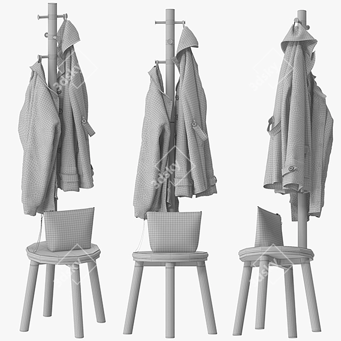 Stylish Pillar Coat Stand 3D model image 5