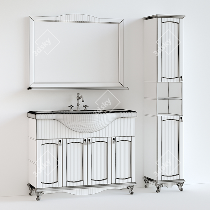 3-Piece Bathroom Furniture Set: Classic, Modern, and Provence Style 3D model image 1