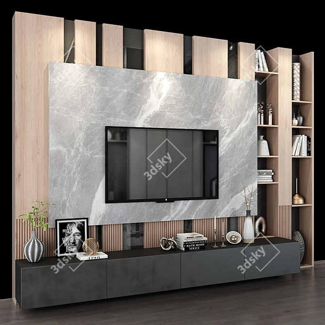 Sleek TV Stand Shelf 3D model image 2