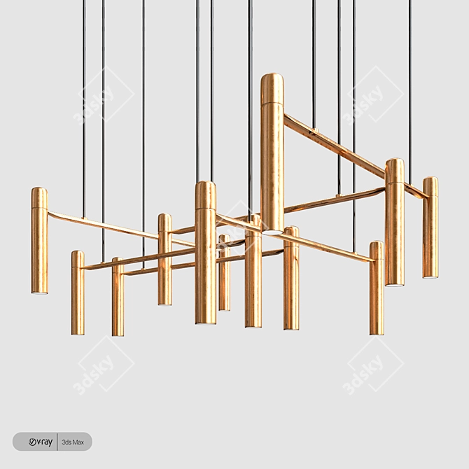 Sleek Horizontal Pendant Light 3D model image 1