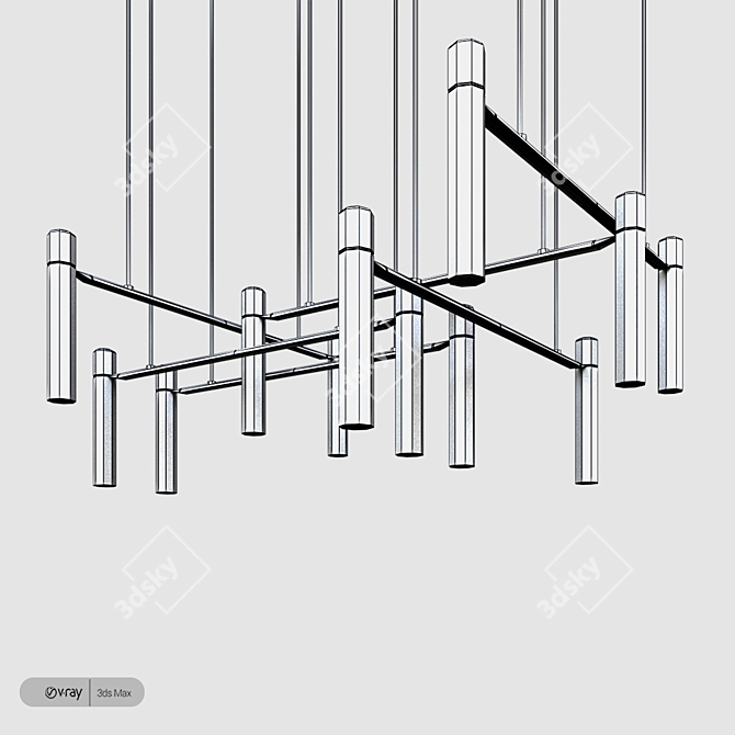 Sleek Horizontal Pendant Light 3D model image 2