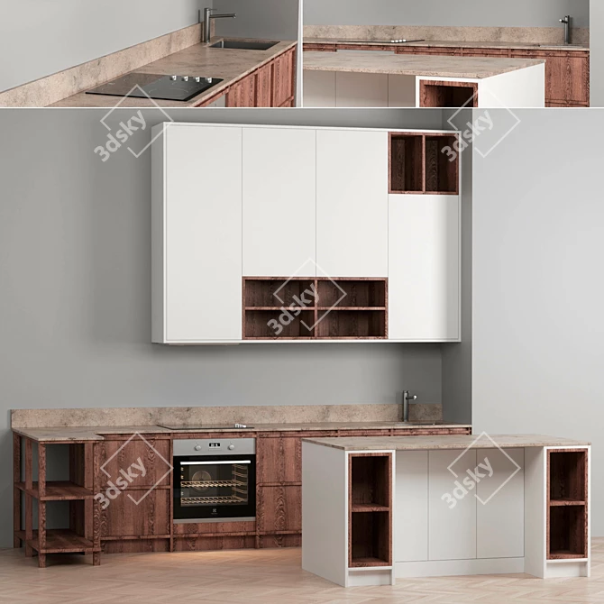 Nordiska Kok Wood Kitchen: Swedish Elegance 3D model image 1