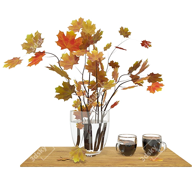 Maple Leaf Vase: Stunning 3D Model 3D model image 1
